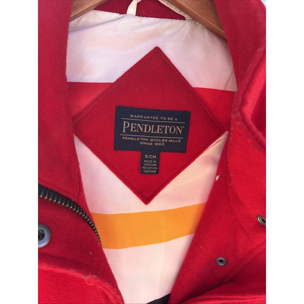 Vintage Pendleton Sz S Wool blend Red Trench Coat Hudson Lined Women Minimalis - Picture 3 of 7